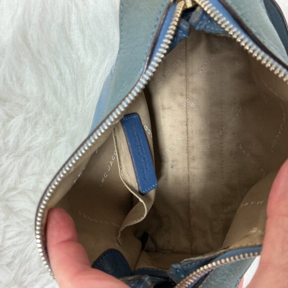 Marc Jacobs Gray Blue Leather Marc Jacobs Wellington Peggy Crossbody Bag - Picture 9 of 10